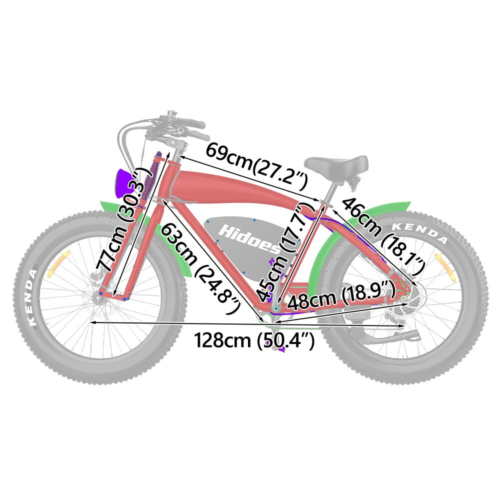 Hidoes® B3 -1200W Retro Vintage Fat Tyre Electric Bike